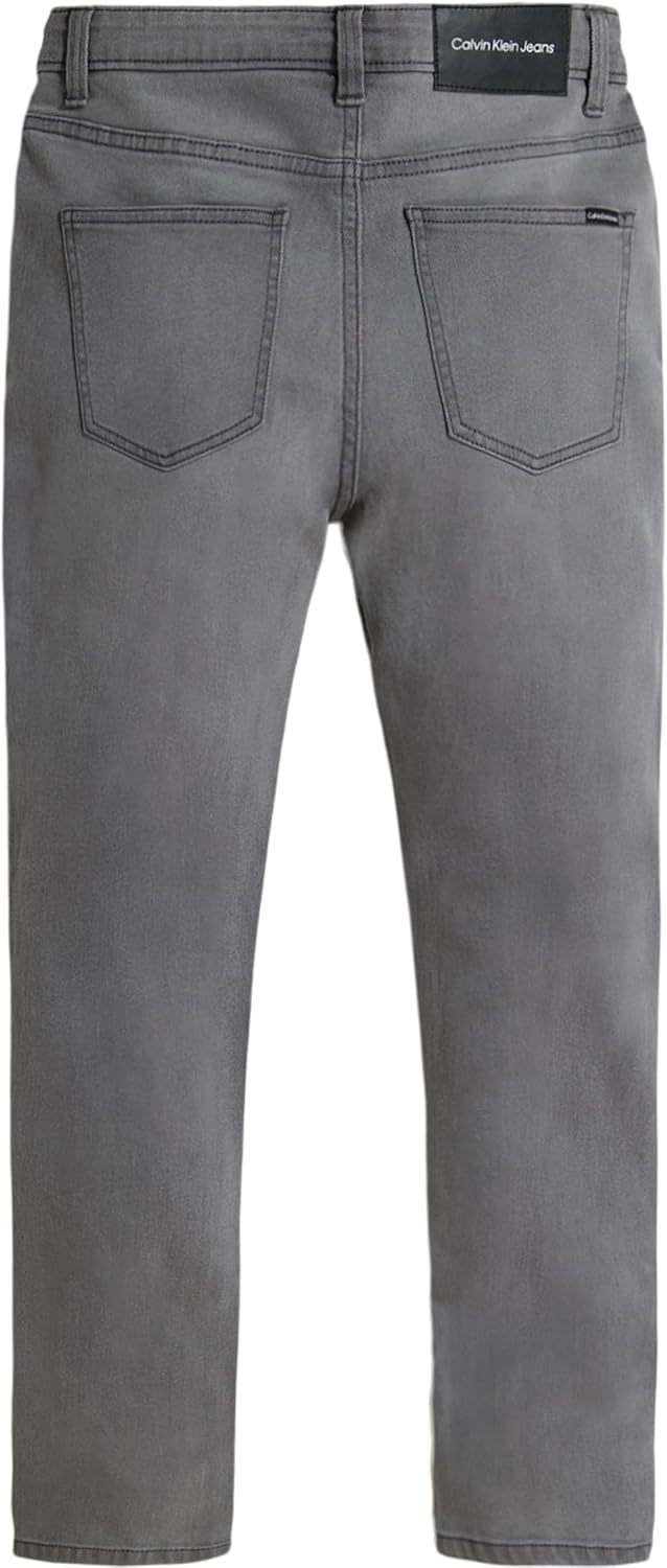 Джинсы Calvin Klein для мальчиков Slim Fit, прямые, эластичные, с пятью карманами, застежкой на молнию и пуговицы, Concrete — фото 2