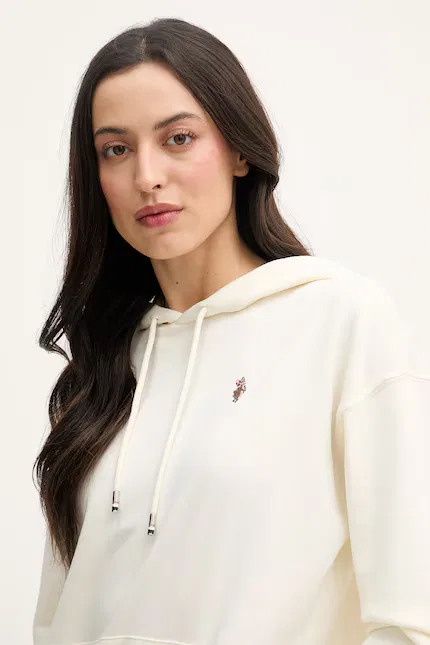 Худи женское с капюшоном DHM Hoodie U.S. Polo Assn., бежевый — фото 4