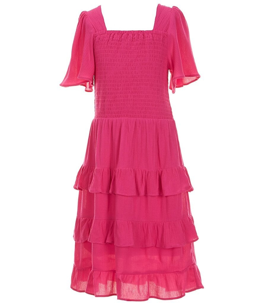 

Многоуровневое платье с короткими рукавами и квадратным вырезом для больших девочек Chelsea & Violet для больших девочек 7–16 лет, розовый