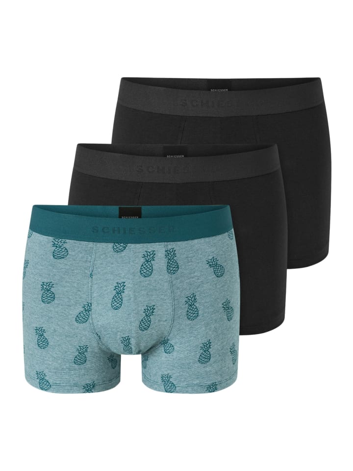 

Schiesser Ретро шорты/брюки из органического хлопка 95/5, черно-бирюзовые