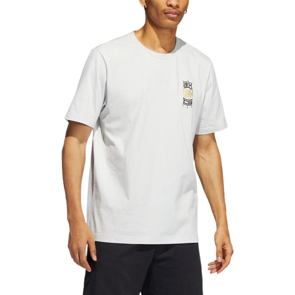 Футболка Men's adidas Don 3 King Tee Back Basketball Tactical Board Printing Sports Breathable Short Sleeve Light Grey T-Shirt, мультиколор — фото 2