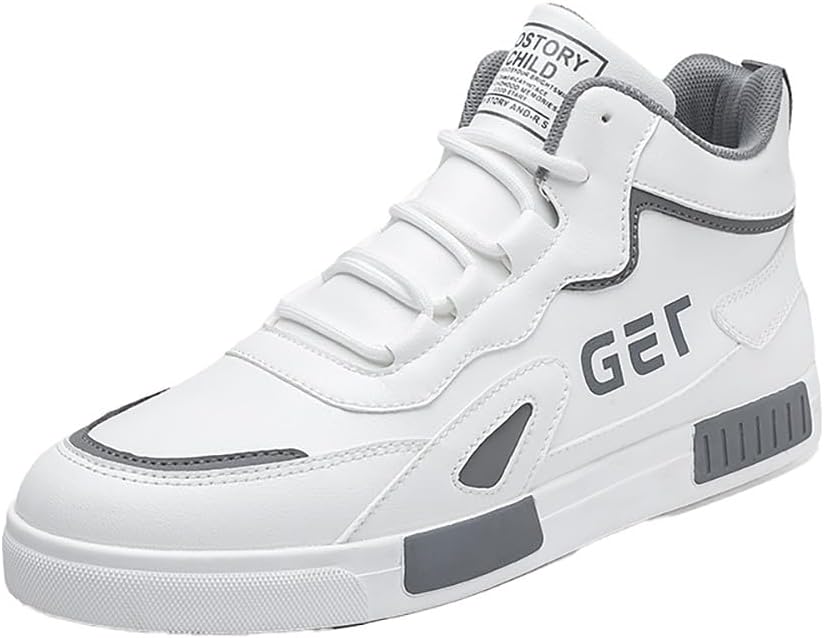 

Мужские модные повседневные высокие кроссовки Mehlvdoy из искусственной кожи на шнуровке для скейтбординга и спорта, белый