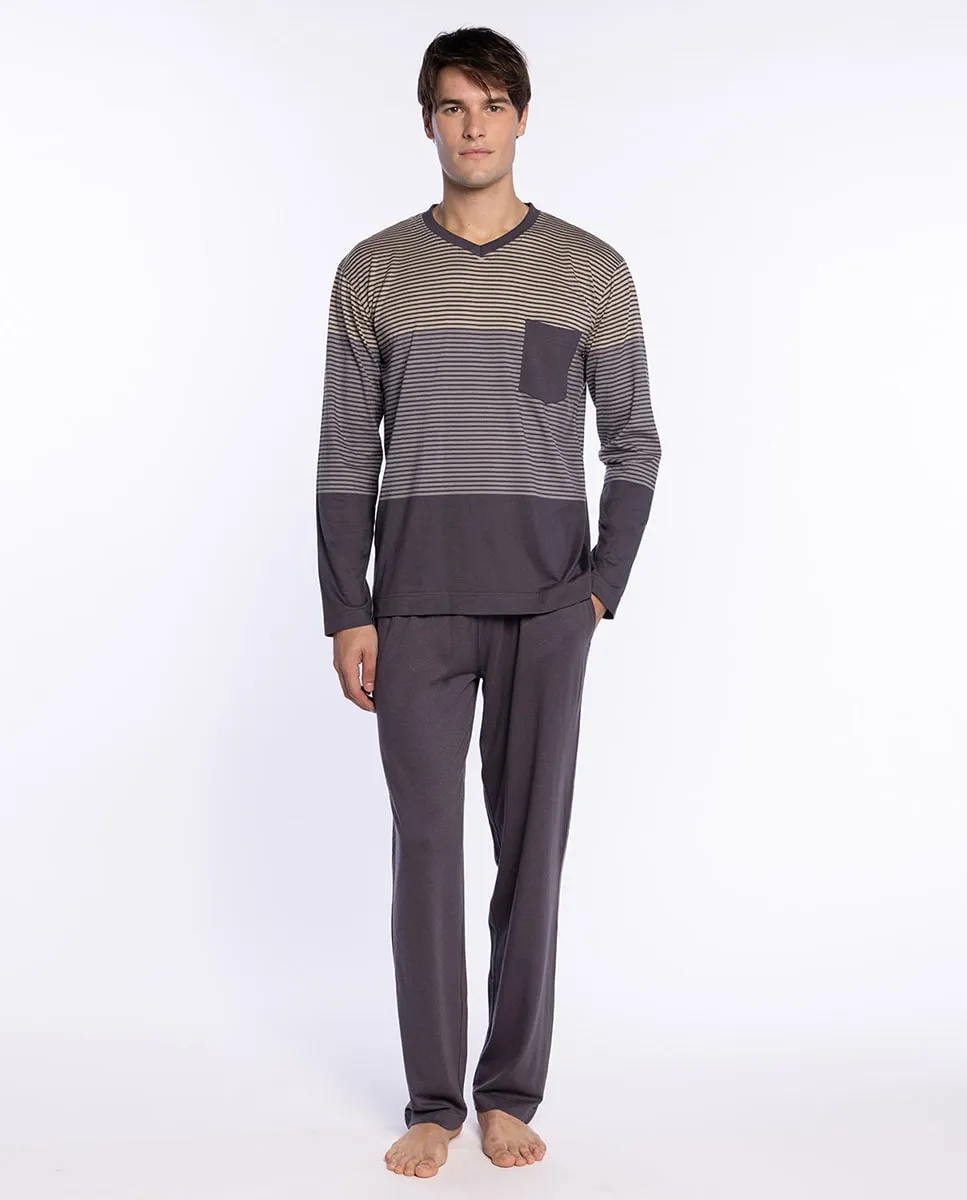 

Мужская длинная пижама трикотажная Punto Blanco, серый