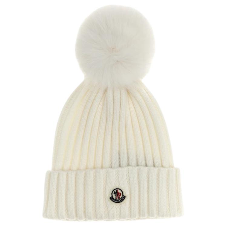 

Moncler Вязаная шапка с помпоном, White