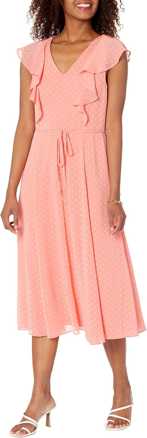 

Женское платье-миди без рукавов Tommy Hilfiger, облегающее и расклешенное, из шифона, Bloom