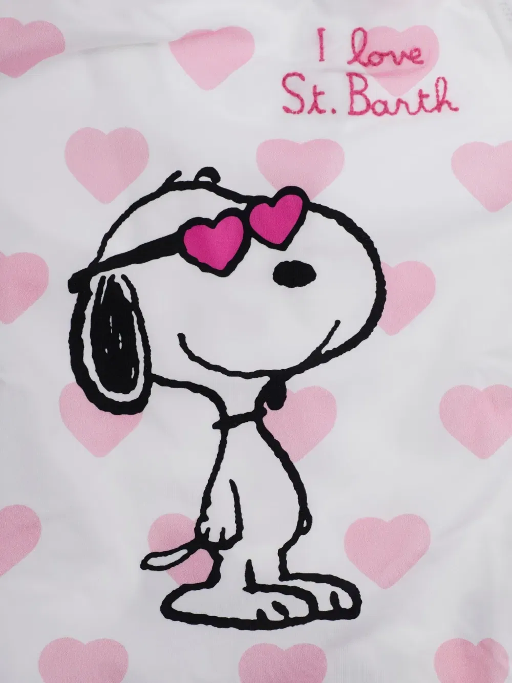 Купальник с принтом в виде сердечек Снупи Mc2 Saint Barth Kids, белый — фото 3