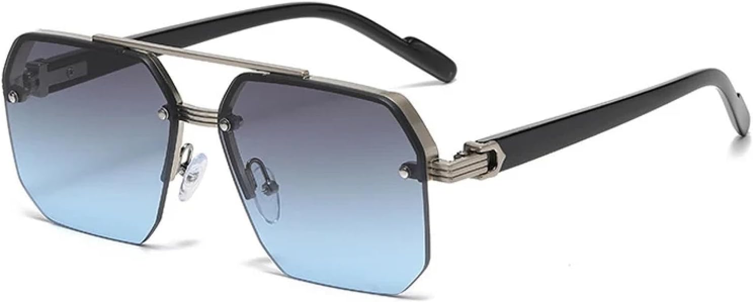 

Солнцезащитные очки с защитой от УФ-излучения UV400 | Без оправы, металлический панк, градиентный дизайн | для женщин и мужчин, для занятий спортом на открытом воздухе и вождения DSVIGF, Silver-grayblue