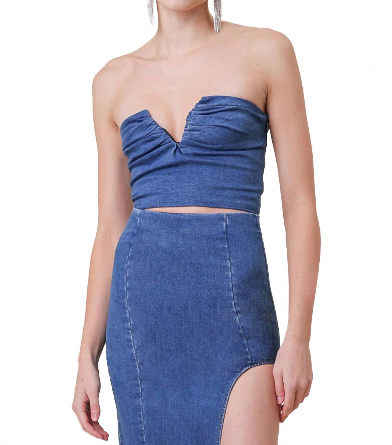 

Line and dot Джинсовая блузка Joey с присборенной передней частью, синего цвета