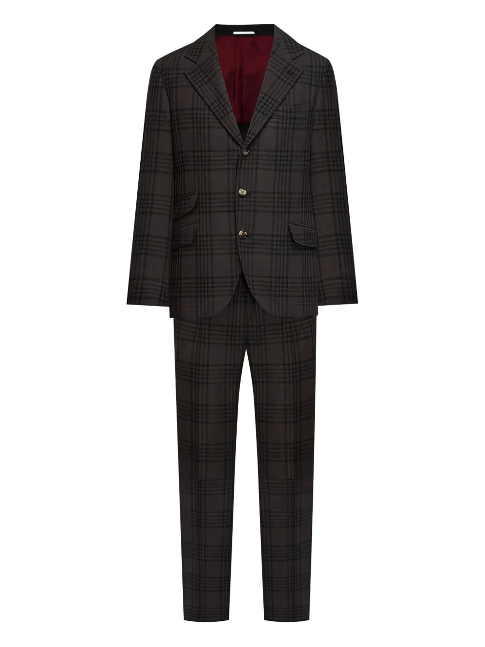 

Однобортный костюм в клетку Brunello Cucinelli, коричневый