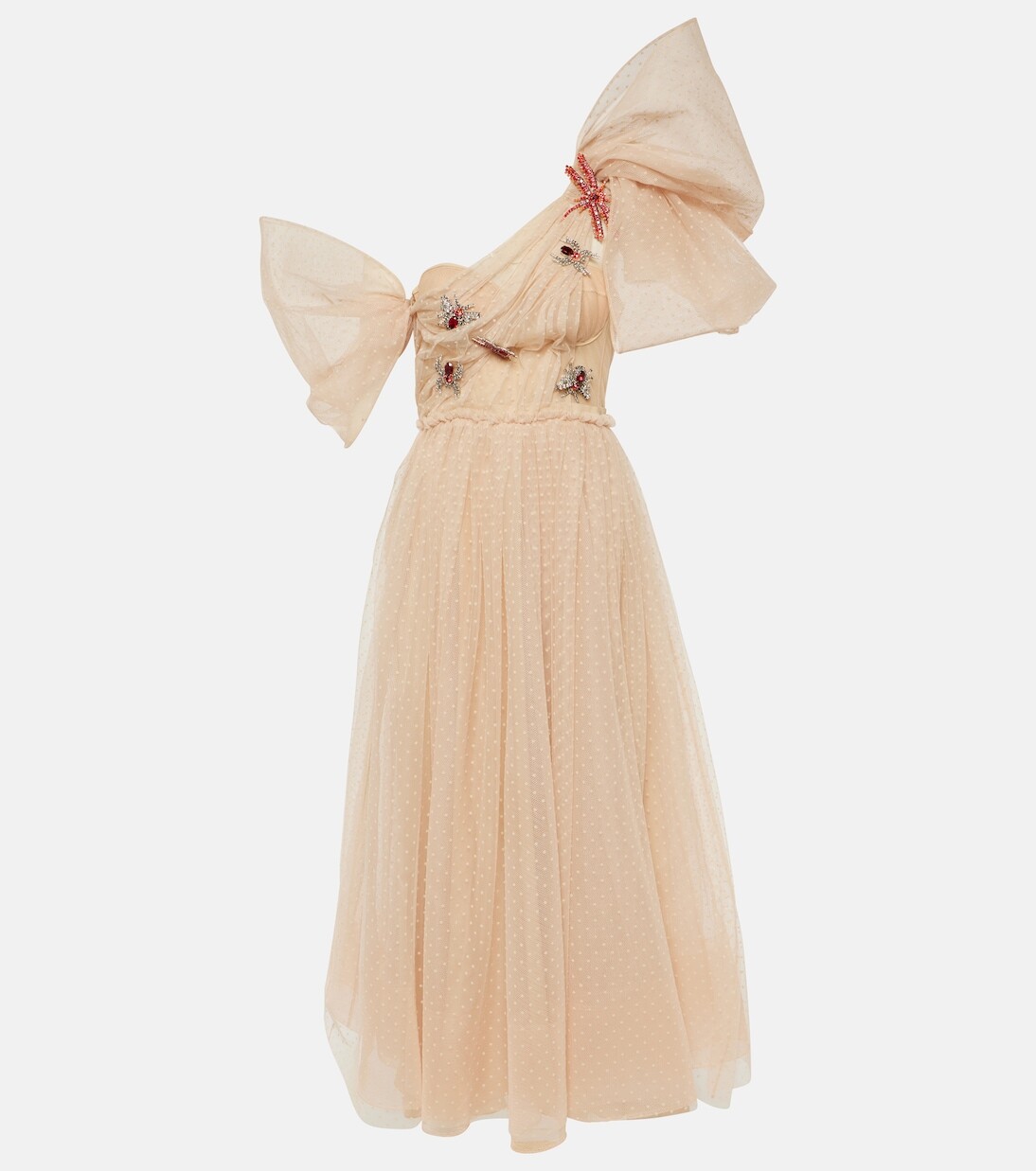 

Украшенное платье макси из тюля Erdem, розовый