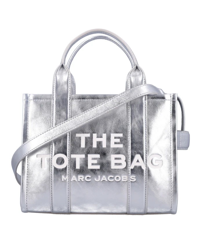 

Маленькая сумочка тоут серебристого цвета с металлическим оттенком Marc Jacobs, серый