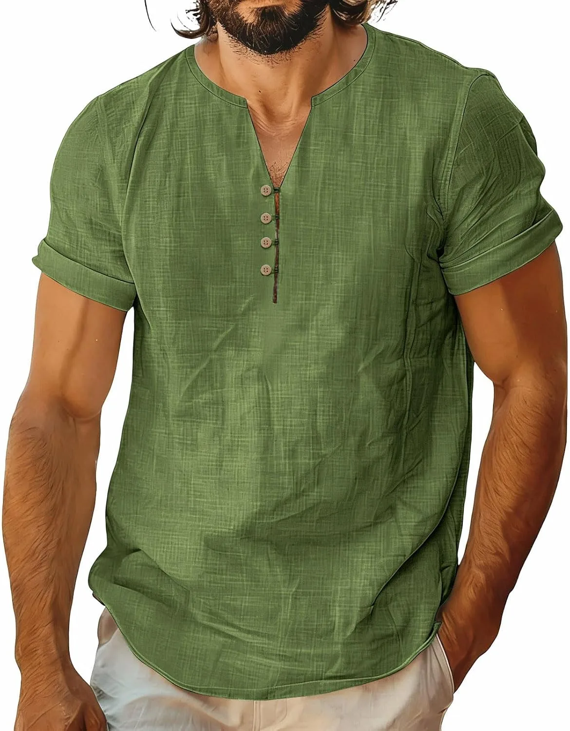 

Мужская хлопковая футболка с коротким рукавом и планкой