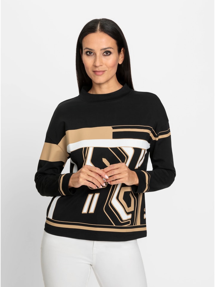 

Рубашка с воротником-стойкой черного цвета с принтом верблюжьей шерсти Heine