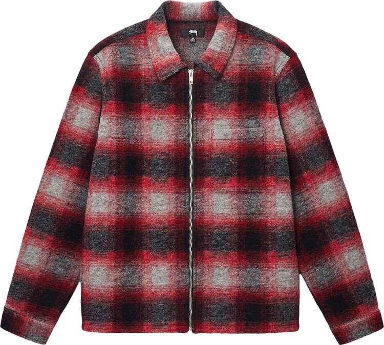 

Рубашка Stussy Brushed Wool Plaid Zip 'Red', разноцветный