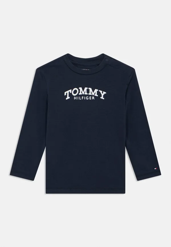 Футболка с длинными рукавами и текстурированным логотипом. Tommy Hilfiger, Dark Night Navy
