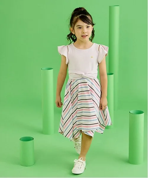 Детское платье-комбинация в полоску Kate Spade New York розовое