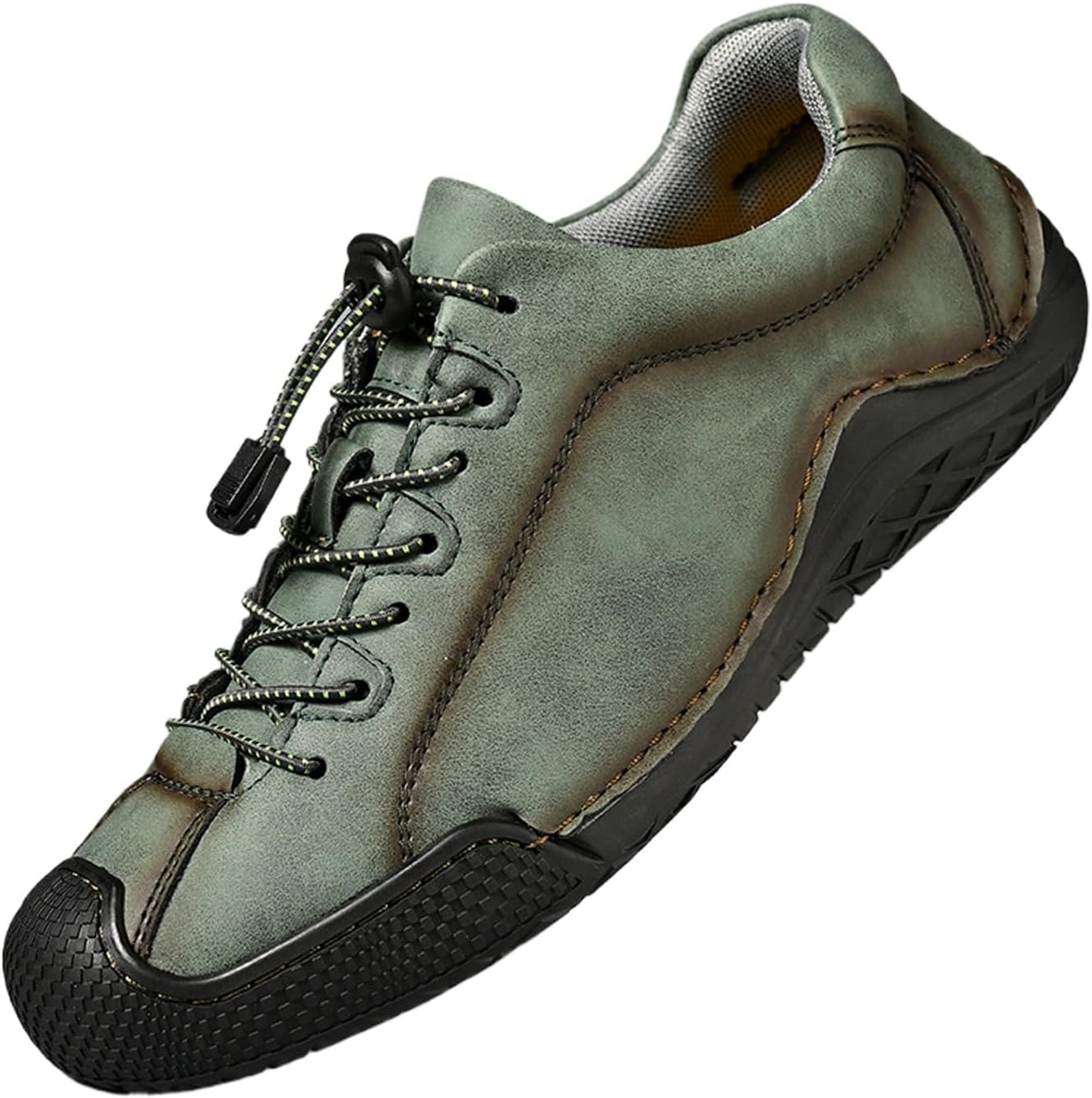 

Мужские кожаные чукка-ботинки на шнуровке, удобные, с защитой от ударов, с круглым носком, легкие, плоские оксфорды, повседневные для ходьбы и вождения Nelsbrex, зеленый
