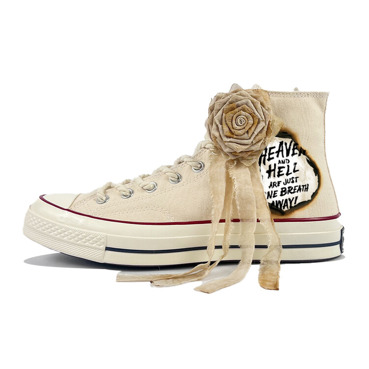 

1970-е годы Кеды унисекс с высоким берцем бежевые/черные Converse
