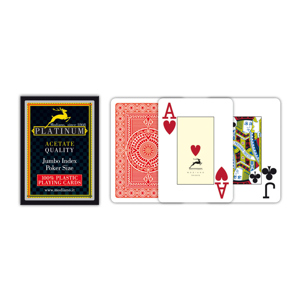 

Карты Acetate Platinum Jumbo, Модиано, красный Modiano