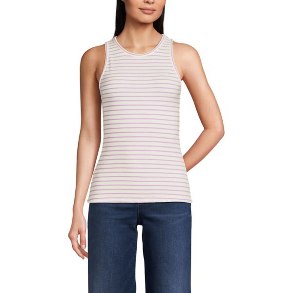 

Женская драпированная майка в рубчик Lands' End, цвет ivory lilac stripe