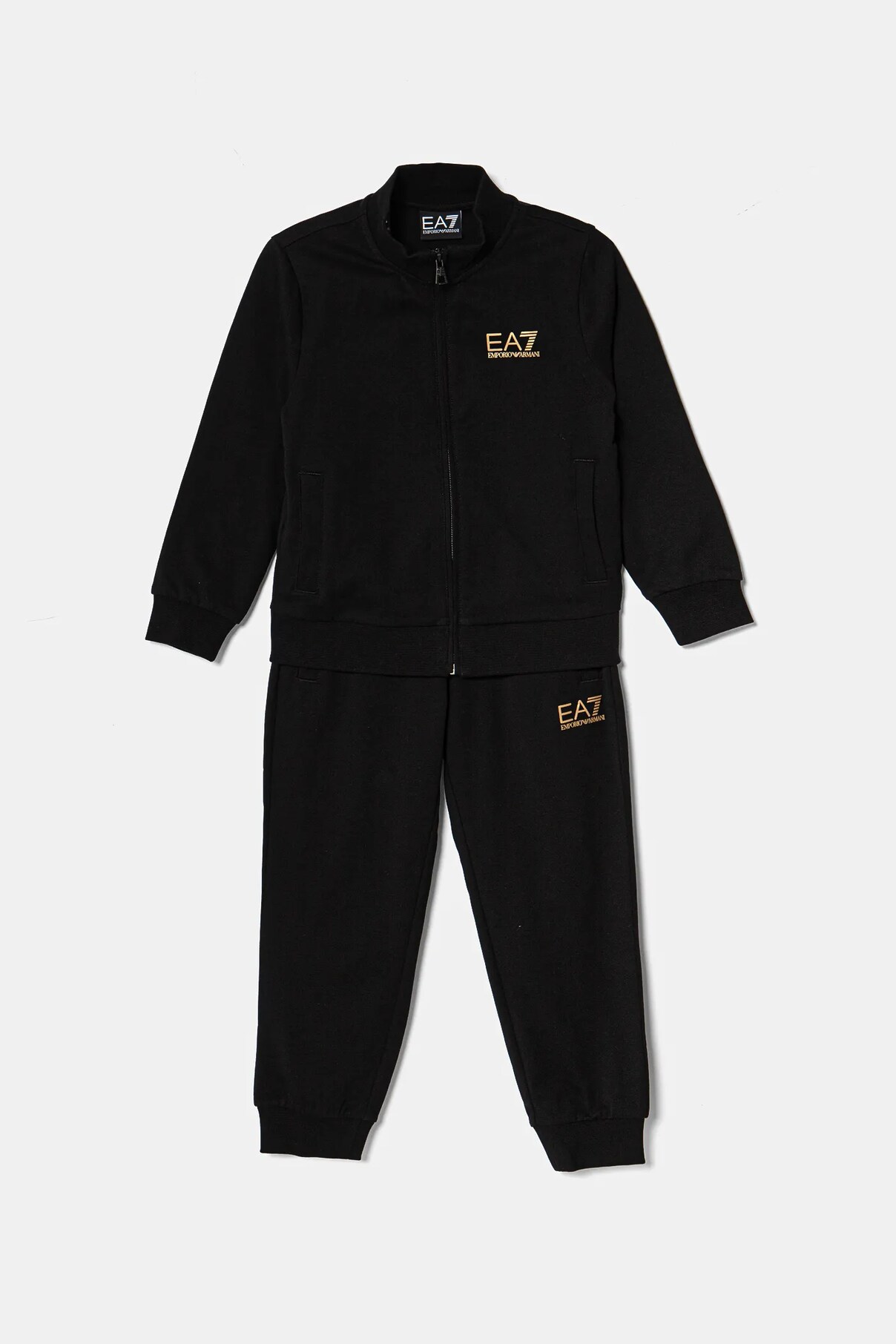 Хлопковый спортивный костюм для детей Ea7 Emporio Armani, черный — фото 2