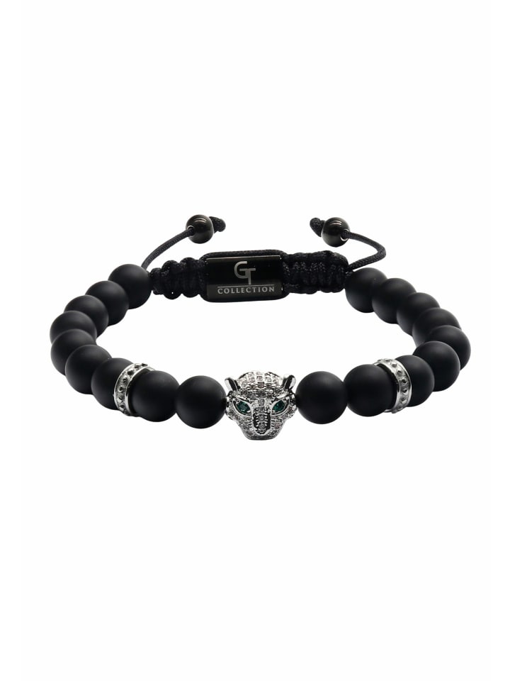 

GT COLLECTION Браслет с изображением головы леопарда, черно-серебристый