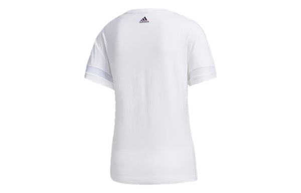 Футболка спортивная стильные с круглым вырезом и коротким рукавом Adidas, белый — фото 2