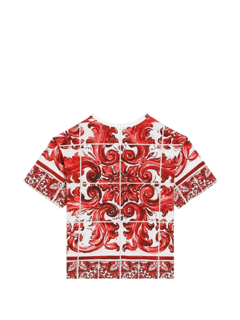 Футболка из джерси с принтом в стиле майолики Dolce & Gabbana Kids, белый — фото 2