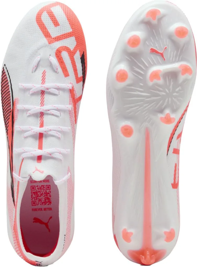 Футбольные бутсы Puma Men's Ultra 5 Pro для твердого грунта, белый/черный/красный — фото 4