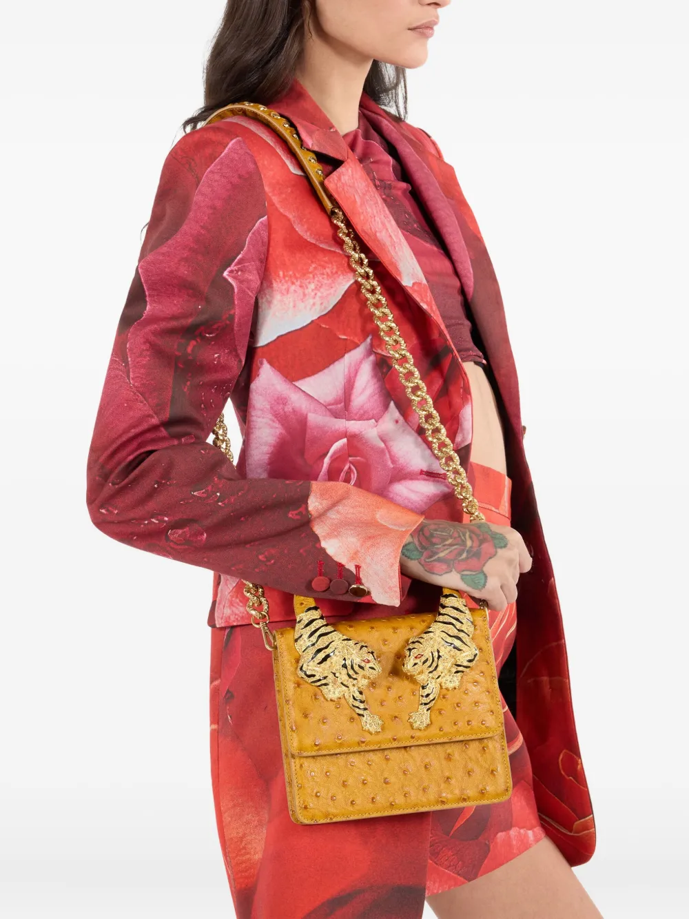 Сумка-тоут с аппликацией тигра Roar Roberto Cavalli, желтый — фото 2