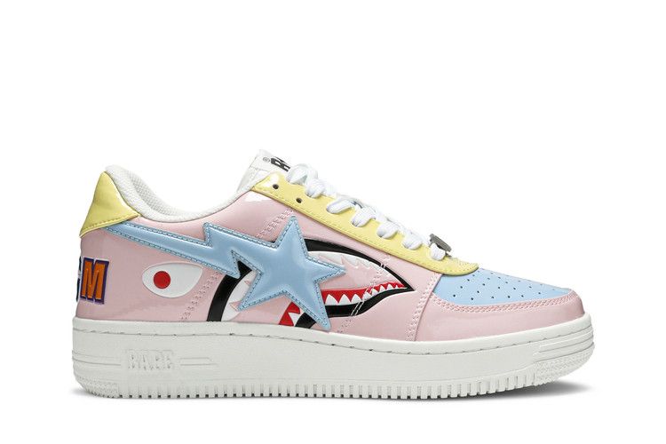 Кроссовки BAPE Bapesta Low M1 'Shark Face - Pink', розовый — фото 2
