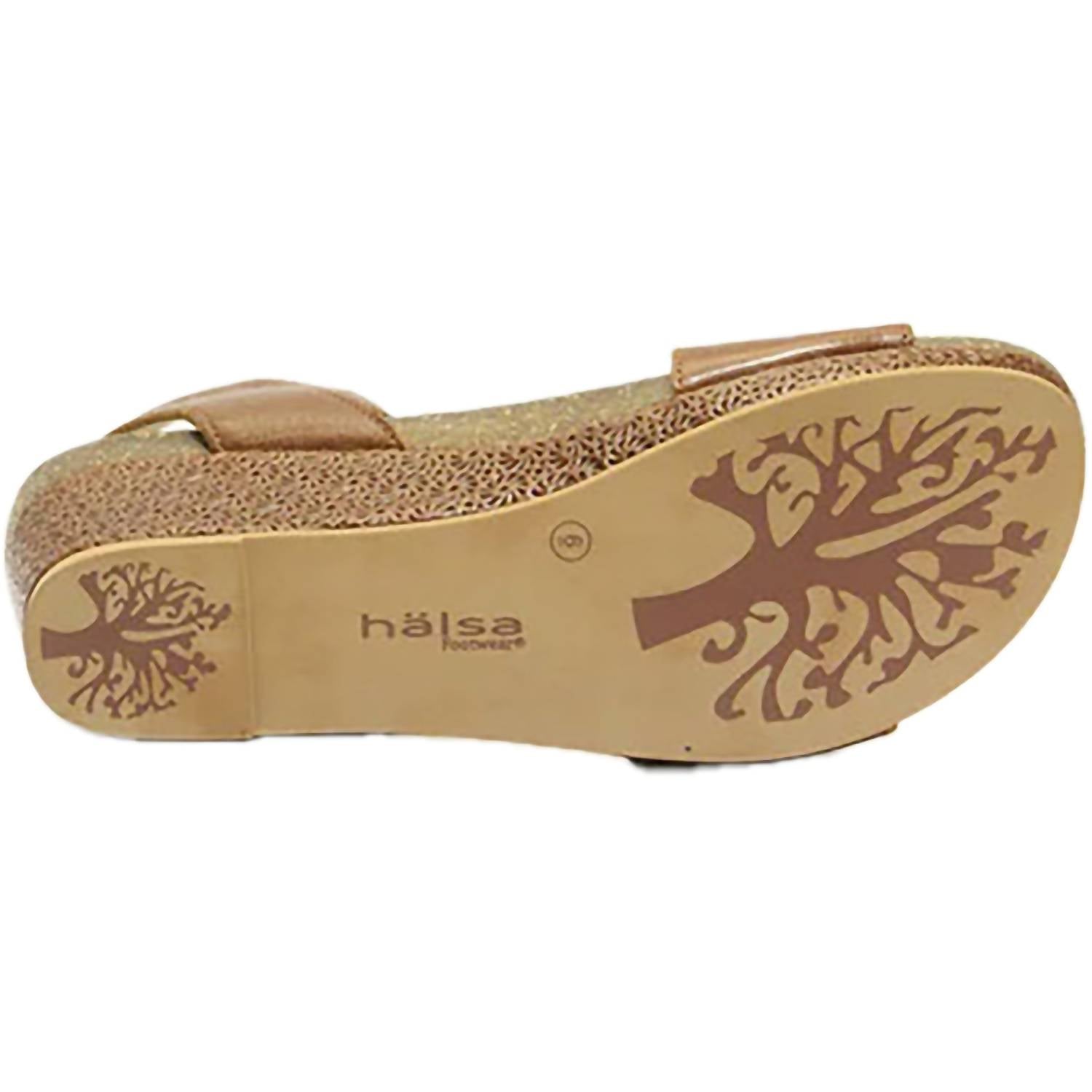 Женские мюли из кожи Giselle с тиснением и клином коньячного цвета Halsa Footwear, Cognac — фото 4