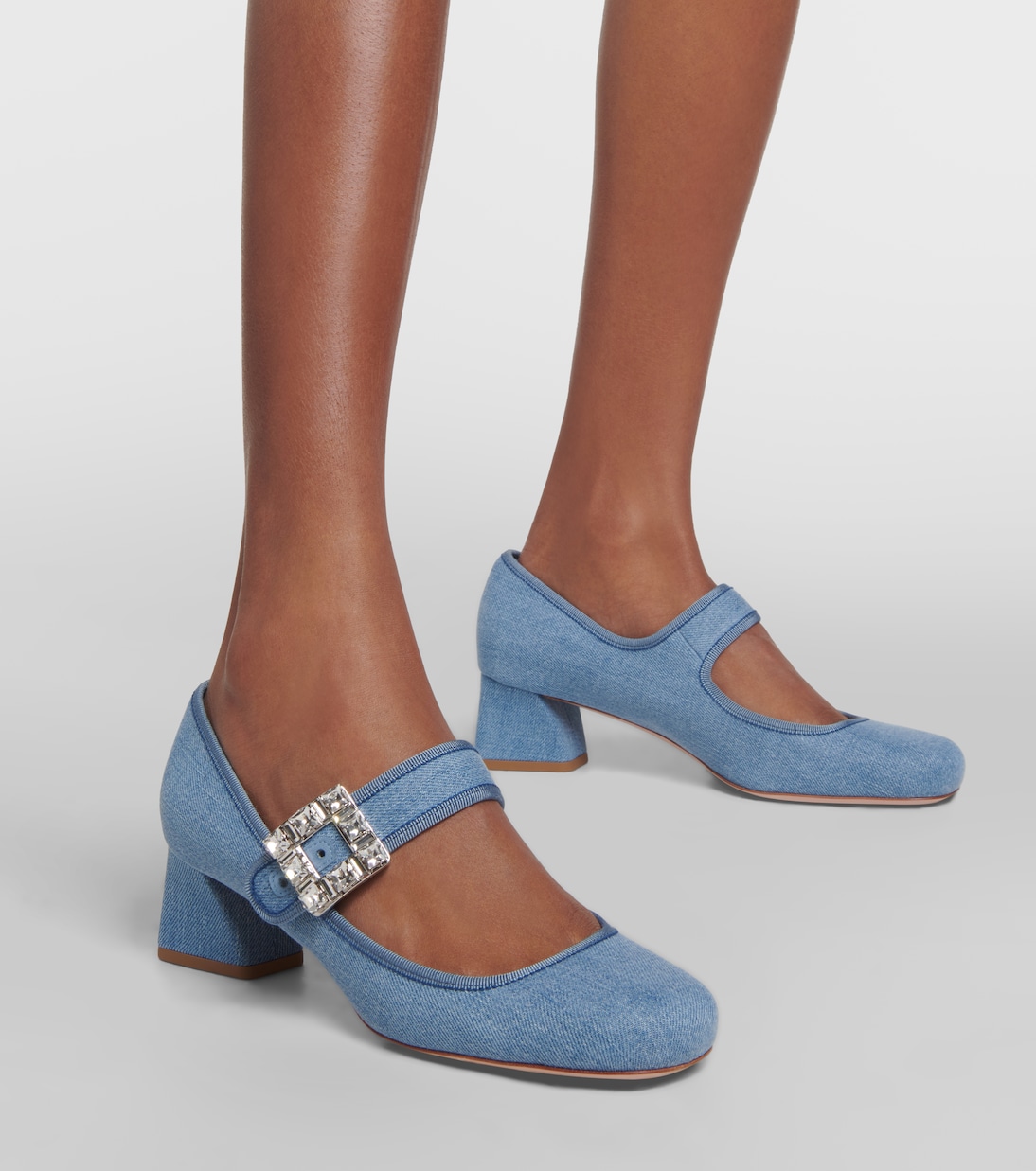 Туфли Мэри Джейн для малышей Très Vivier со стразами и пряжкой Roger Vivier, Jeans Chiaro — фото 4