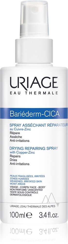 

Bariéderm cica подсушивающий восстанавливающий спрей с медью и цинком Uriage, 100 мл