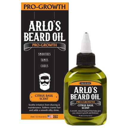 

Масло для бороды Pro Growth Beard Oil от Arlo's с ароматом цитрусового базилика, 2,5 унции - способствует росту волос бороды. Arlos