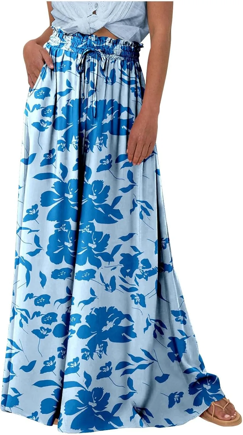 

Женские широкие брюки JOAU с высокой талией и шнурком, летние палаццо в богемном стиле