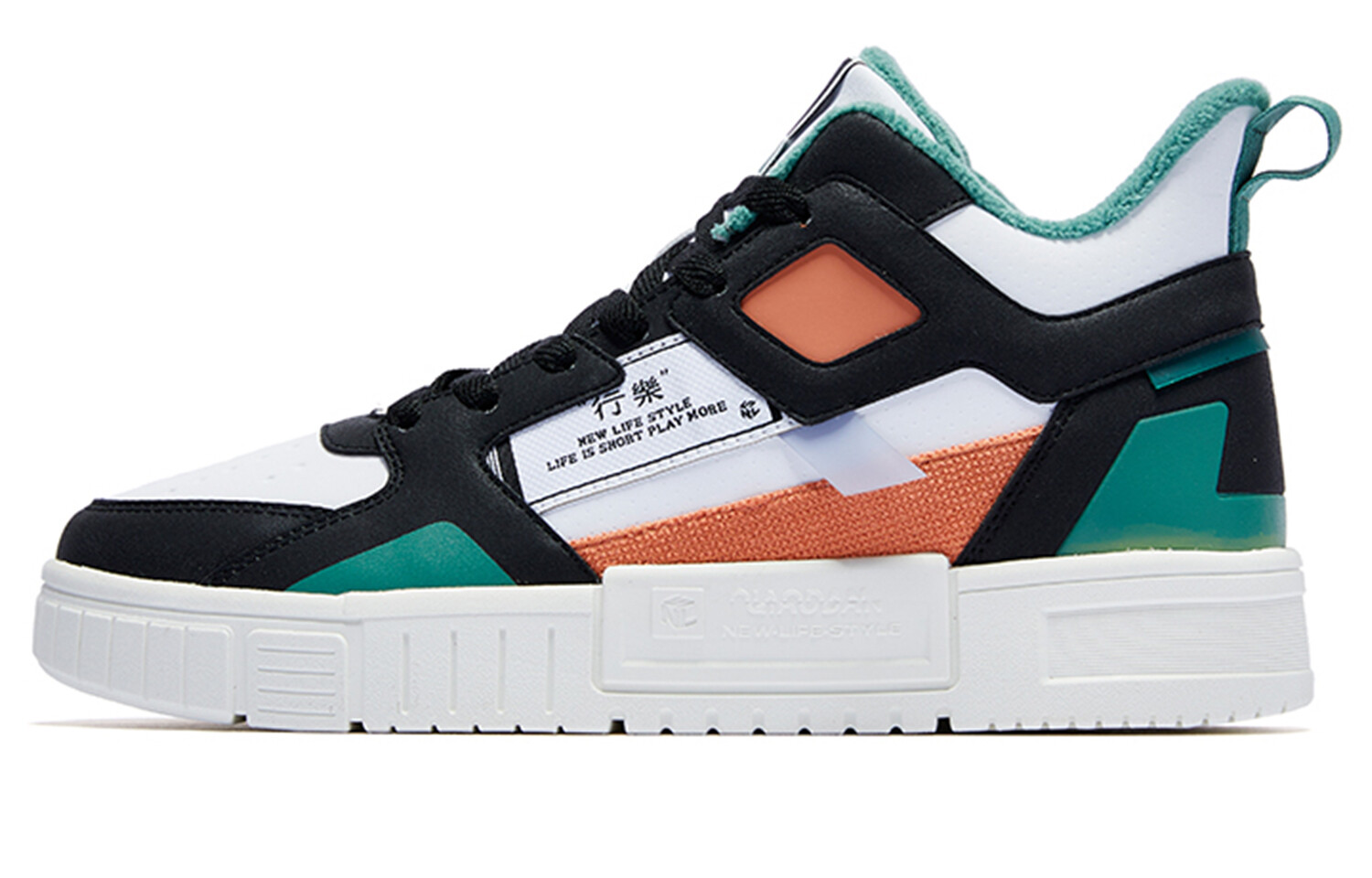 

Кроссовки QIAODAN Skateboarding Shoes Men High-top Black Pale Green, зеленый