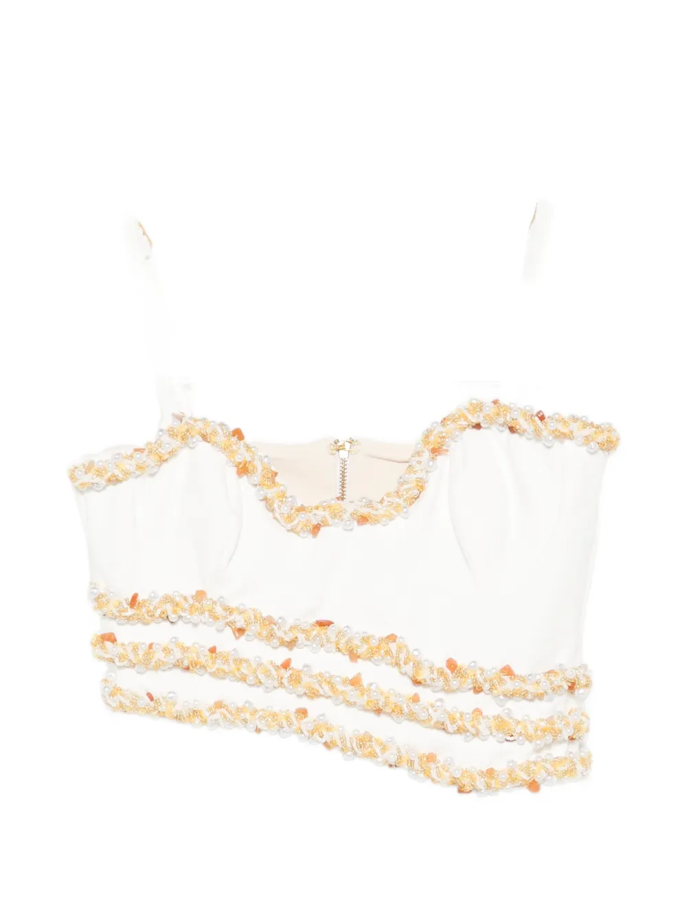 

Укороченный топ, украшенный нефритом Patbo, бежевый