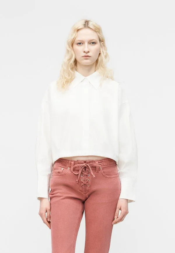 Укороченная блузка с завязками по бокам и пуговицами Gap, Optic White