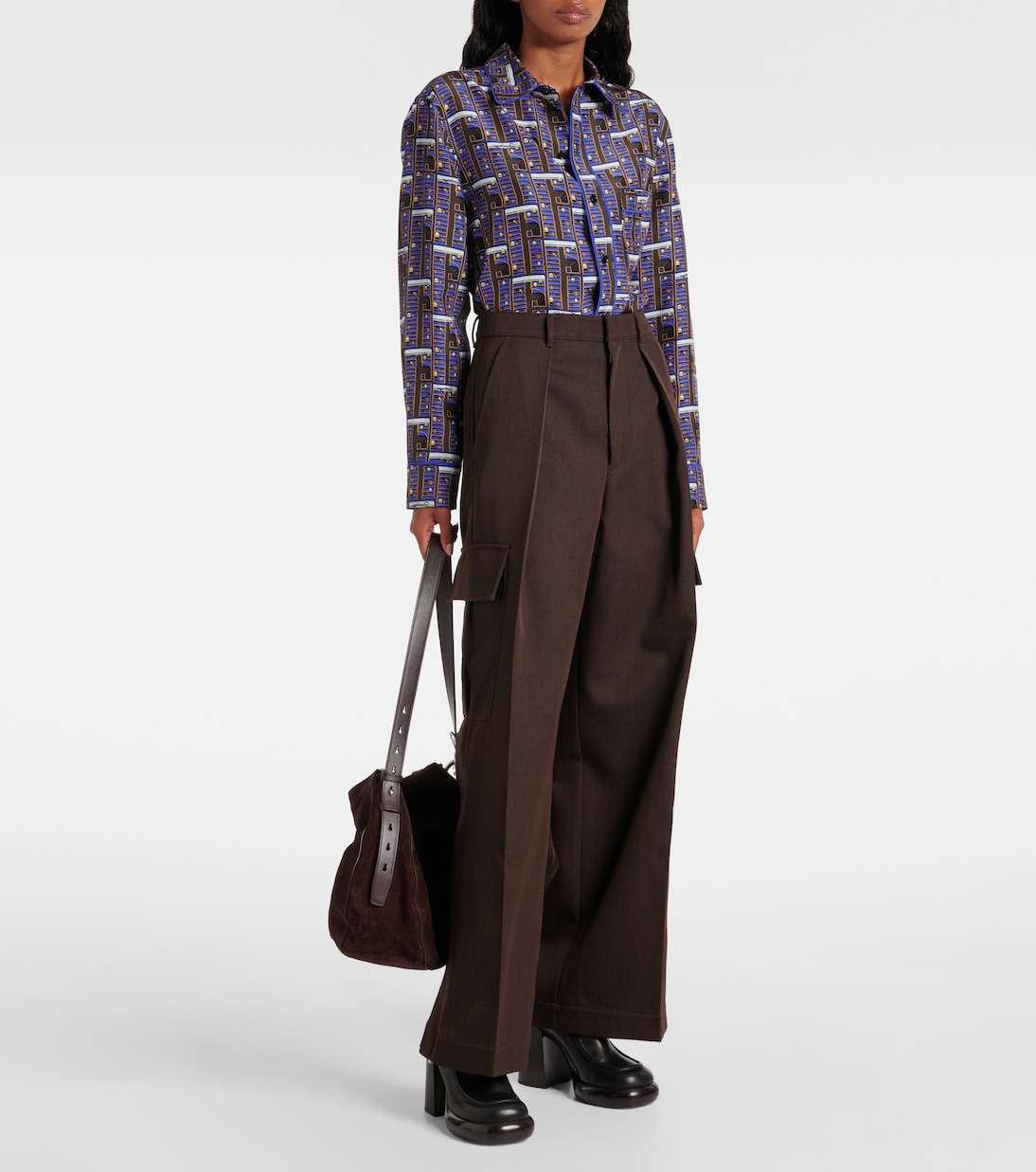 Шерстяные брюки-карго Burberry, Brown/Black — фото 2