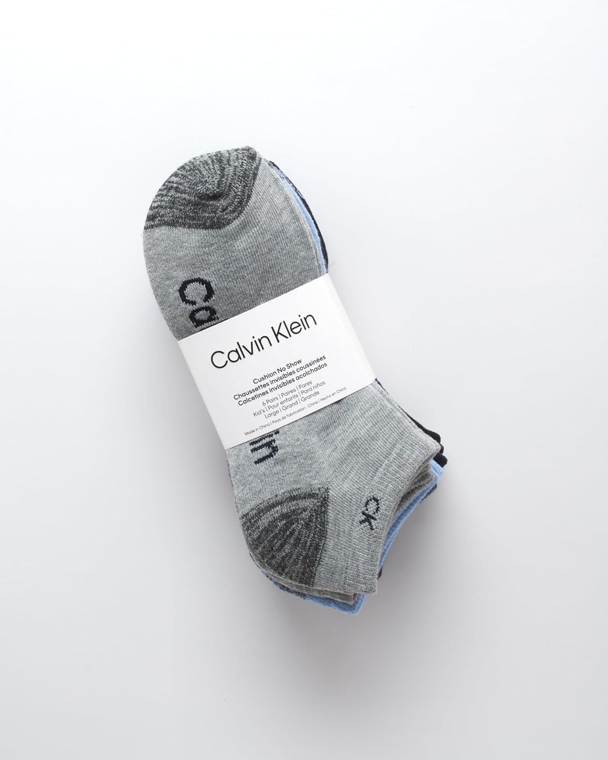 Носки Calvin Klein Boys No Show Socks - 6 упаковок комфортных эластичных носков с мягкой подошвой для мальчиков (размеры: ML), Navy/Grey/Blue — фото 2