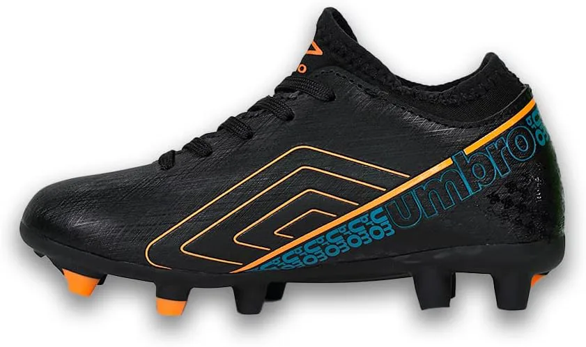 Футбольные бутсы Umbro Spirito для молодежи на твердое покрытие, черный/оранжевый/синий — фото 3