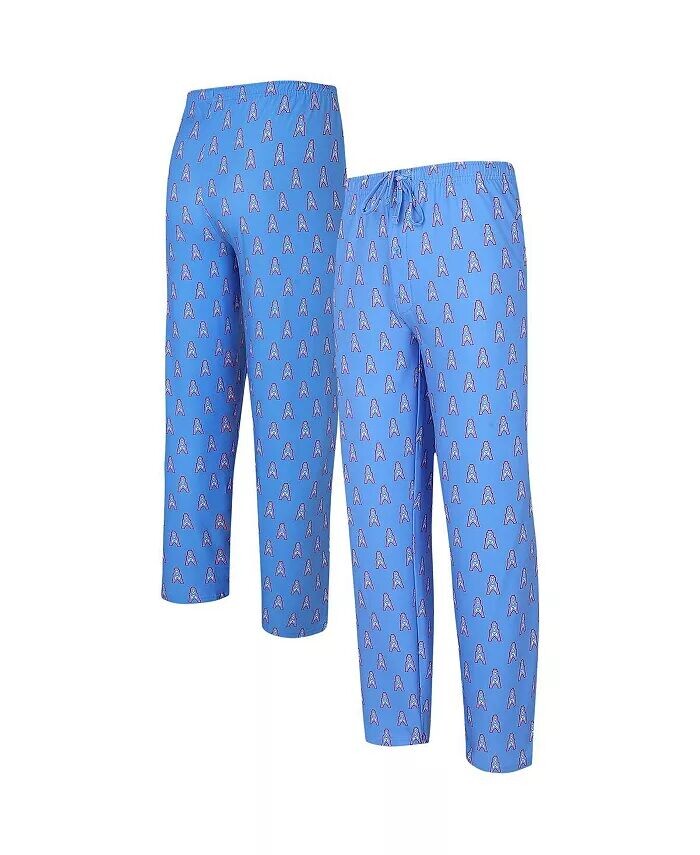 

Мужские светло-синие трикотажные брюки Houston Oilers Gauge Throwback с принтом Allover Concepts Sport