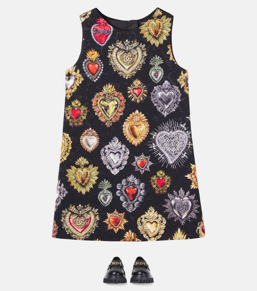 Платье из принтованного жаккарда Dolce&Gabbana Kids, Black — фото 2