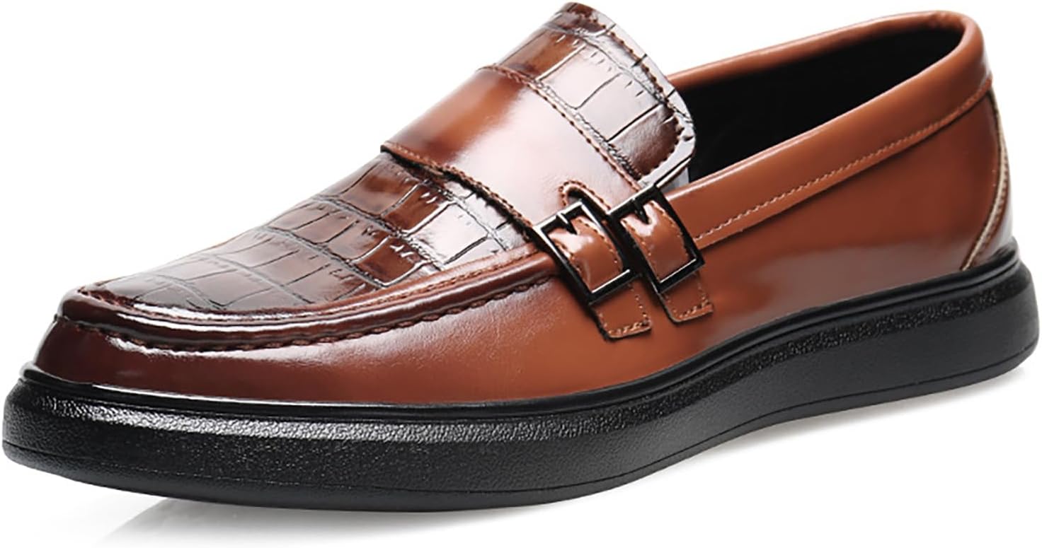 

Мужские кожаные сандалии SIYAKE с пряжкой и принтом, лоферы Penny, классические слипоны с закругленным носком, деловые и повседневные туфли, нескользящие для работы, офиса, прогулок и вождения, желтый