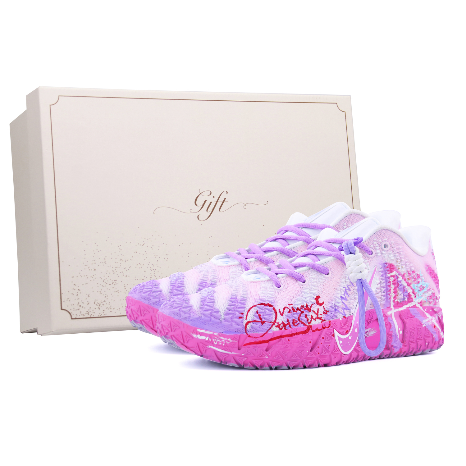 

Кроссовки баскетбольные Ja Morant 3 Box, Neon Declaration, с амортизацией, устойчивые к истиранию, с улучшенным сцеплением и отскоком, низкие, мужские Nike, розовый