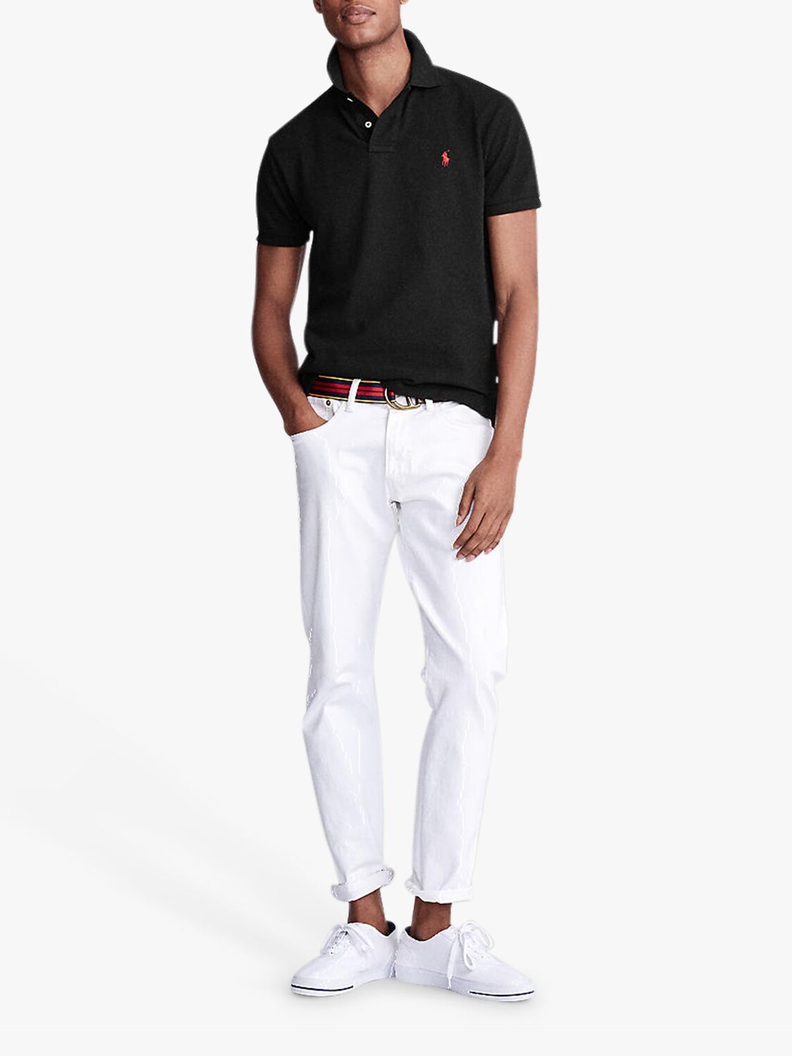 Рубашка-поло приталенного кроя с короткими рукавами Polo Ralph Lauren, черная поло — фото 3