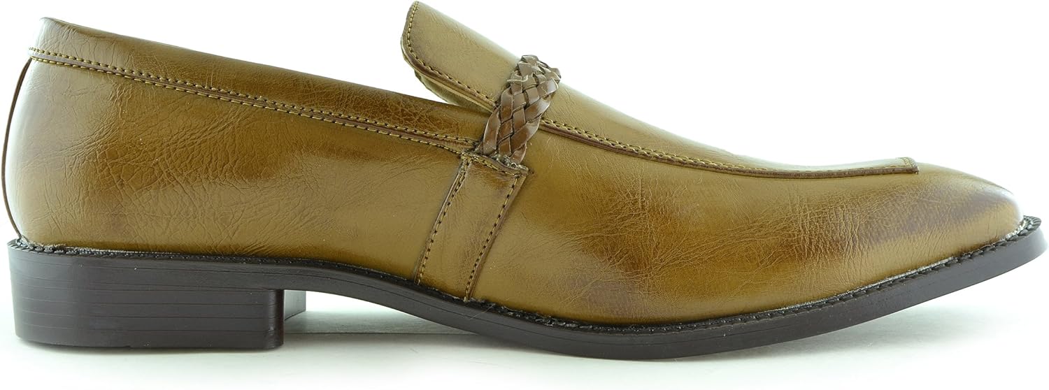 Мужские классические кожаные лоферы Moda Di Raza для делового стиля, Camel-iv — фото 3
