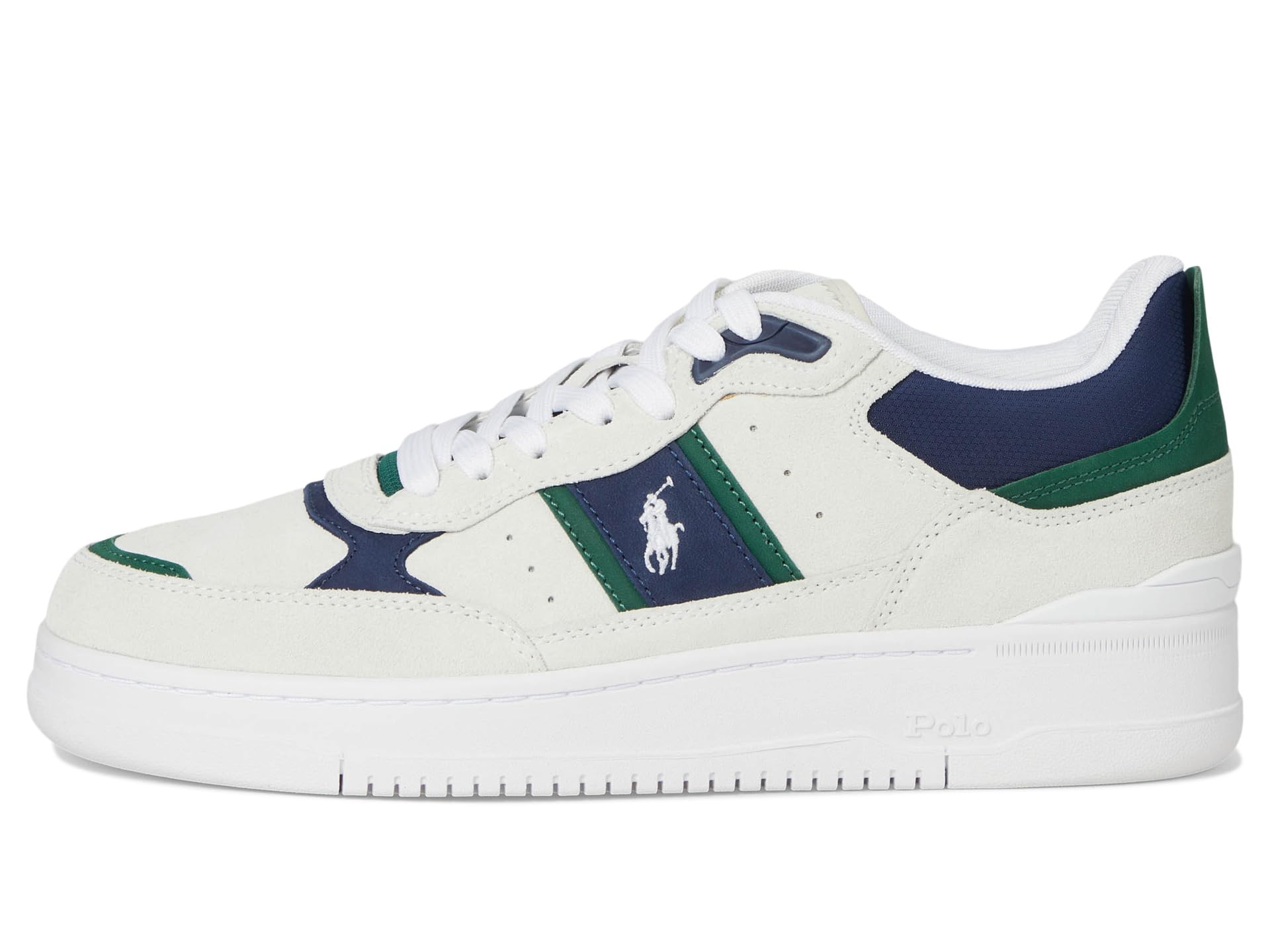 Туфли Polo Ralph Lauren Masters Sport Leather-suede Sneaker, цвет Bianco/Navy/Green — фото 4