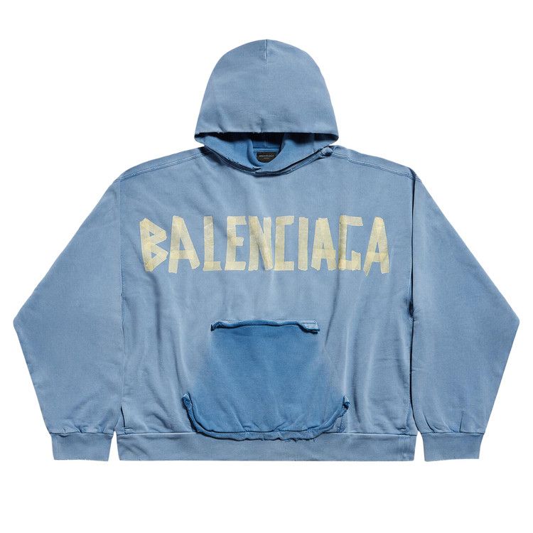 

Худи Balenciaga Ripped Pocket Hoodie, Faded Blue